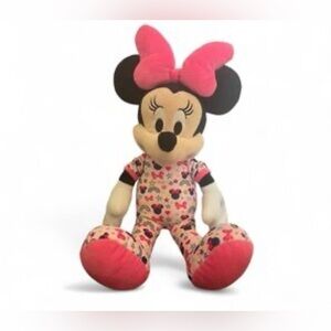 Disney Minnie Mouse in Pink Pajamas - Very Colorful PJs - 20" Plush Doll Bow NWT